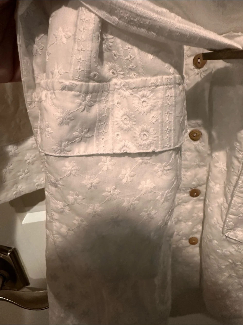 Zara White Eyelet Trench Shirt Dress with Belt